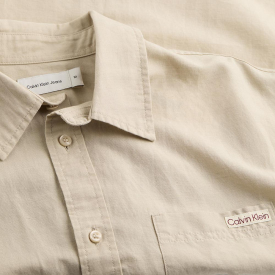 Calvin Klein Ανδρικό πουκάμισο Linen Cotton Short Sleeve Shirt